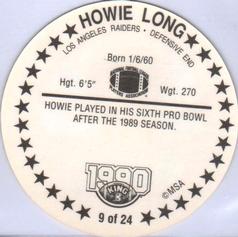 1990 King B Discs #9 Howie Long Back