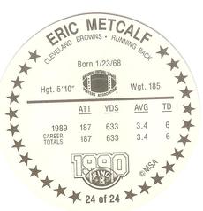 1990 King B Discs #24 Eric Metcalf Back