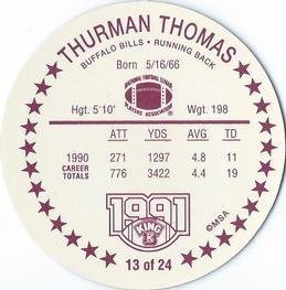 1991 King B Discs #13 Thurman Thomas Back
