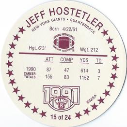 1991 King B Discs #15 Jeff Hostetler Back