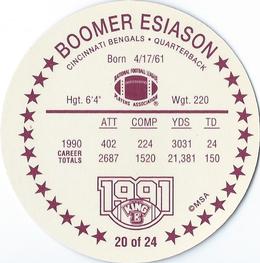 1991 King B Discs #20 Boomer Esiason Back