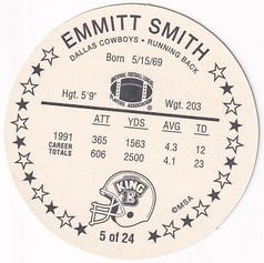 1992 King B Discs #5 Emmitt Smith Back