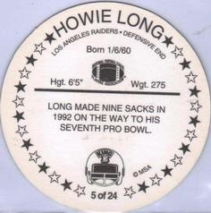 1993 King B Discs #5 Howie Long Back