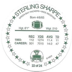 1994 King B Discs #22 Sterling Sharpe Back