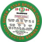 1984 7-Eleven Super Star Sports Coins: East Region #XVIII D Ron Jaworski Back