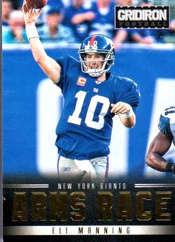 2012 Panini Gridiron - Arms Race Gold #20 Eli Manning Front