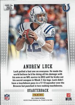 2012 Panini Prizm #203a Andrew Luck Back