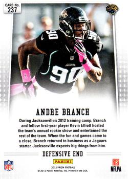2012 Panini Prizm #237 Andre Branch Back