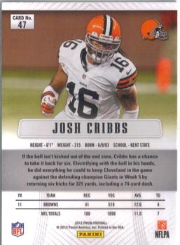 2012 Panini Prizm Football #47 Josh Cribbs Cleveland Browns 