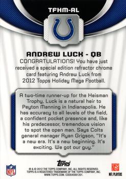 2012 Topps - Holiday #TFHM-AL Andrew Luck Back