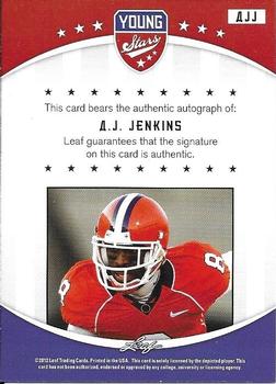 2012 Leaf Young Stars - Autographs #AJJ A.J. Jenkins Back