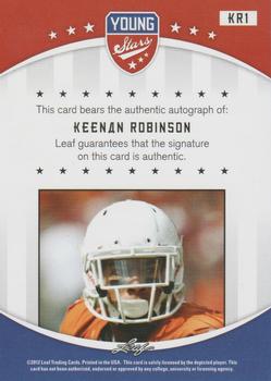 2012 Leaf Young Stars - Autographs #KR1 Keenan Robinson Back