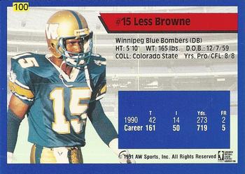 1991 All World CFL #100 Less Browne Back