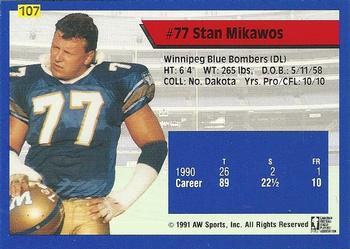 1991 All World CFL #107 Stan Mikawos Back