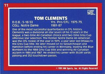 1991 All World CFL #11 Tom Clements Back
