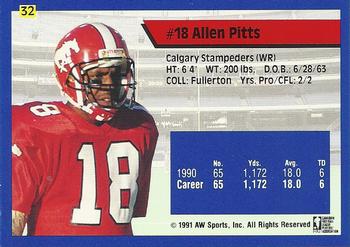 1991 All World CFL #32 Allen Pitts Back