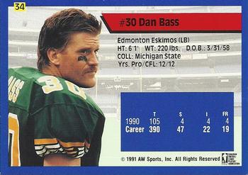 1991 All World CFL #34 Dan Bass Back