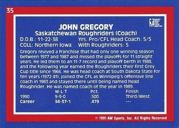 1991 All World CFL #35 John Gregory Back