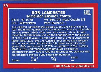 1991 All World CFL #39 Ron Lancaster Back