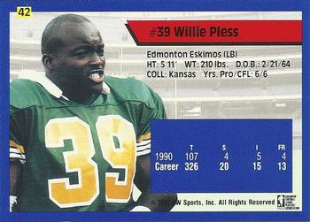 1991 All World CFL #42 Willie Pless Back
