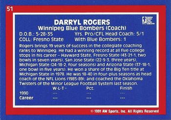 1991 All World CFL #51 Darryl Rogers Back