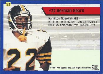 1991 All World CFL #53 Herman Heard Back