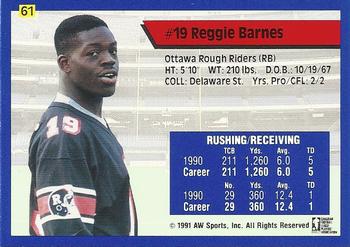 1991 All World CFL #61 Reggie Barnes Back