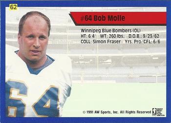 1991 All World CFL #62 Bob Molle Back