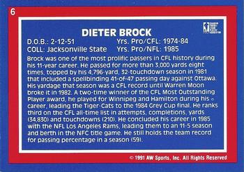 1991 All World CFL #6 Dieter Brock Back