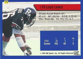 1991 All World CFL #70 Loyd Lewis Back