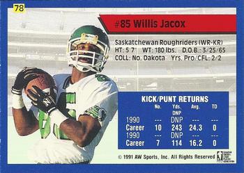 1991 All World CFL #78 Willis Jacox Back