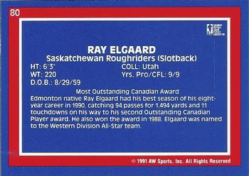 1991 All World CFL #80 Ray Elgaard Back