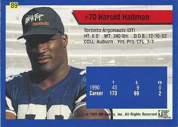 1991 All World CFL #89 Harold Hallman Back