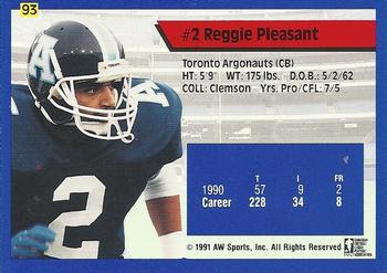 1991 All World CFL #93 Reggie Pleasant Back