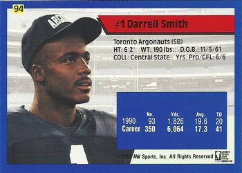 1991 All World CFL #94 Darrell Smith Back