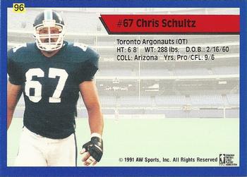 1991 All World CFL #96 Chris Schultz Back