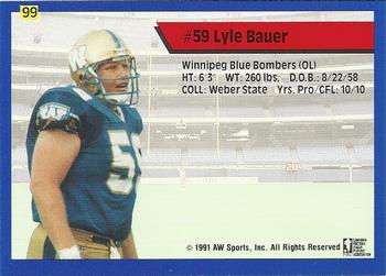 1991 All World CFL #99 Lyle Bauer Back