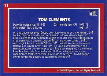 1991 All World CFL French #11 Tom Clements Back