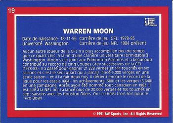 1991 All World CFL French #19 Warren Moon Back