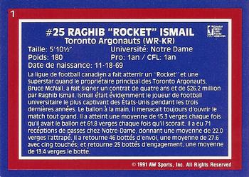 1991 All World CFL French #1 Rocket Ismail Back