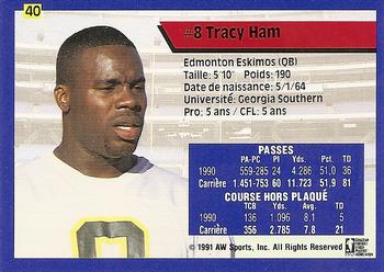 1991 All World CFL French #40 Tracy Ham Back