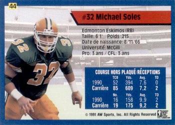 1991 All World CFL French #44 Michael Soles Back