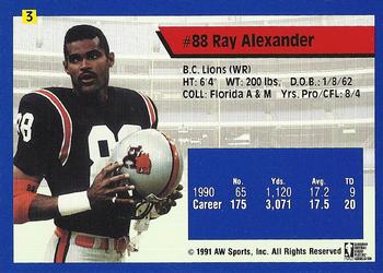 1991 All World CFL French #3 Ray Alexander Back