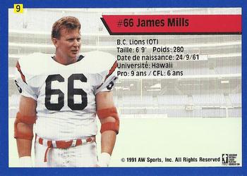 1991 All World CFL French #9 James Mills Back