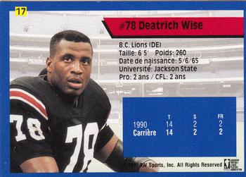 1991 All World CFL French #17 Deatrich Wise Back
