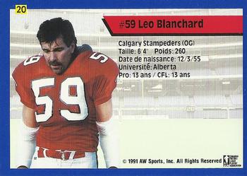 1991 All World CFL French #20 Leo Blanchard Back