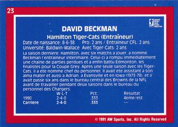 1991 All World CFL French #23 David Beckman Back