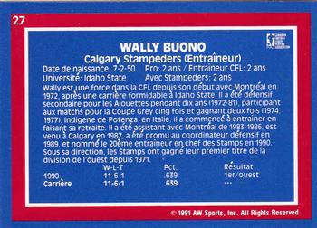 1991 All World CFL French #27 Wally Buono Back