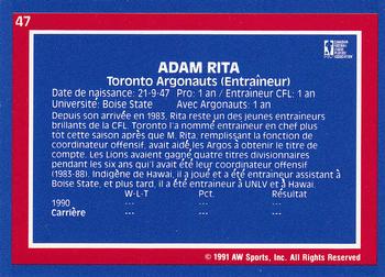 1991 All World CFL French #47 Adam Rita Back