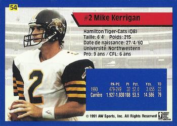 1991 All World CFL French #54 Mike Kerrigan Back